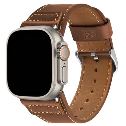 Wristitani Leather Bands Compatible With Apple Watch Band Ultra 3/2/1, 49mm 46mm 45mm 44mm 42mm For Men, Top Genuine Leather Replacement Vintage Strap for iWatch SE3/2/1 Series 11 10 9 8 7 6 5 4 3 - Image 1