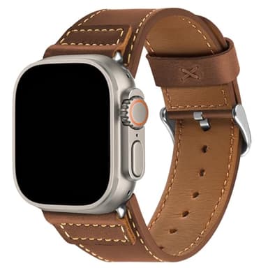 Wristitani Leather Bands Compatible With Apple Watch Band Ultra 3/2/1, 49mm 46mm 45mm 44mm 42mm For Men, Top Genuine Leather Replacement Vintage Strap for iWatch SE3/2/1 Series 11 10 9 8 7 6 5 4 3 - Image 1