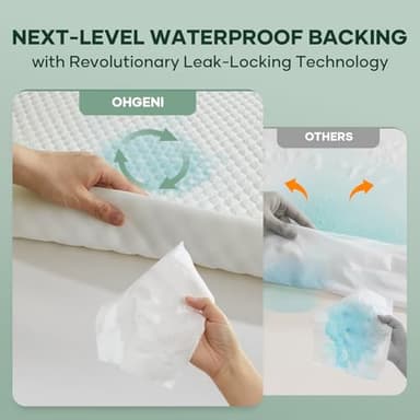 OhGeni 100% Waterproof Mattress Protector, Full Size Mattress Pad, Fits 6"-20" Mattresses with Deep Pocket, Cooling, Breathable Fitted Sheets, Soft Bed Cover, Noiseless, Machine Washable - Image 3