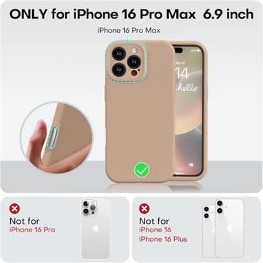 Vooii Compatible with iPhone 16 Pro Max Case, Liquid Silicone Upgrade [Camera Protection] [Soft Anti-Scratch Microfiber Lining] Shockproof Phone Case for iPhone 16 Pro Max 6.9 inch - Light Brown - Image 5