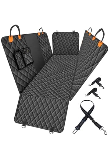 fidozen Waterproof Dog Car Seat Cover for Back Seat – Large Hammock & Door Protector with Bonus Belt | Pet Blanket, Bed, Carrier & Travel Accessory for Cars, Trucks, SUVs | Essential Orange - Image 1