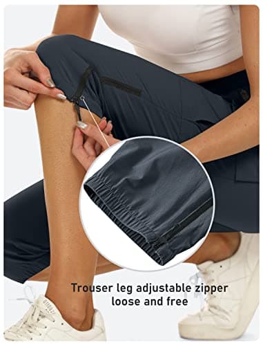 MoFiz Women's Hiking Capris Pants Lightweight Quick Dry Summer Running Athletic Casual Outdoor Cargo Pants for Women Pockets Grey M - Image 3