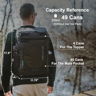SPARTER Backpack Cooler Insulated Leak Proof 49 Cans, 2 Insulated Compartments Thermal Bag, Portable Lightweight Beach Travel Camping Lunch Backpack for Men and Women - Image 8