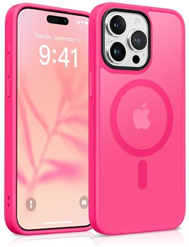 GONEZ Magnetic for iPhone 15 Pro Max Case,Compatible with MagSafe,[Military-Grade Drop Protection][Anti-Fingerprint] Slim Translucent Matte Back Shockproof Phone Protective Case(Hot Pink) - Image 1