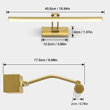 FUNCHDAY Wireless Picture Light,5000mAh Battery Operated Picture Light with Remote, Art Light with Timer,16“ Full Metal Picture Frame Light for Paintings, Gallery,Wall (Brass) - Image 5