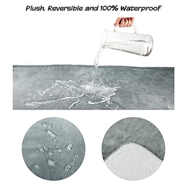 Waterproof Pet Blanket - 50x60-Inch Reversible Sherpa Fleece Throw Protects Couches, Cars, and Beds from Spills, Stains, and Fur by PETMAKER (Gray) - Image 5