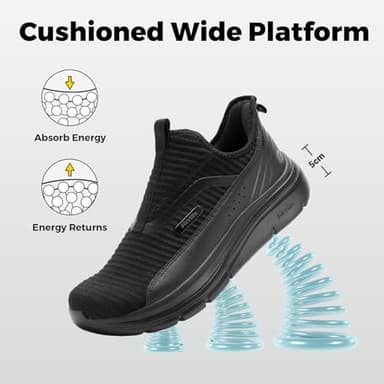 FitVille Men's Extra Wide Slip on Walking Shoes with Arch Support Men Slip on Sneakers for Foot Pain Relief-Stepease V2 (13.5 Wide, Jet Black) - Image 4