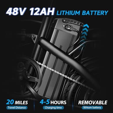 APYEAR Electric Bike for Adults, Ebike, Electric Bicycle with 576WH Removable Battery,14"/20" Folding Ebike, 20MPH,20+ Miles(MAX),500W High Motor,Multi-Shock Absorption,UL 2849,Commuting Mini E Bikes - Image 4