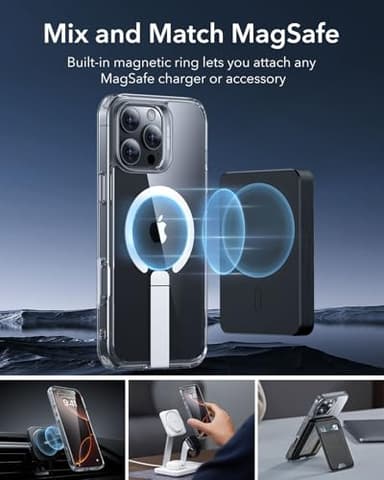 ESR for iPhone 16 Pro Max Case with Kickstand, Military-Grade Shockproof Protection, Magnetic Fully Adjustable Flickstand Phone Case, Compatible with MagSafe Accessories, Boost Series, Clear - Image 6