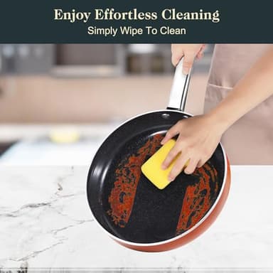 M MELENTA Pots and Pans Set Non Stick, 11pcs Ceramic Cookware Set, Non Toxic Induction Cookware, Kitchen Cooking Set w/Fry Pans, Saucepans, Oven Safe, Copper - Image 2