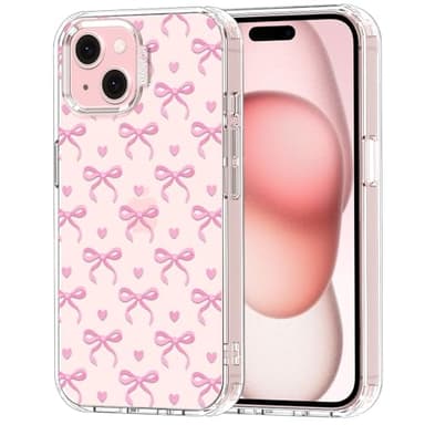 MOSNOVO Case for iPhone 15 Plus, [Buffertech 6.6ft Military-Grade Drop Protection] [Anti Peel Off Tech] Clear TPU Bumper Phone Case Cover Design - Bowtiful Love - Image 1