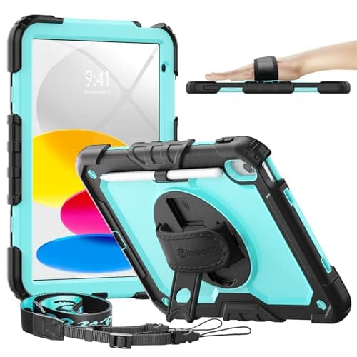 timecity for iPad (A16) 11th/ 10th Generation Case 11''/ 10.9 Inch (2025/2022) - Heavy Duty Protective Cover with Screen Protector, Stand, Shoulder Strap & Pencil Holder | Kids-Friendly - Light Blue - Image 1