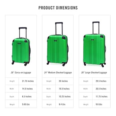 Kenneth Cole REACTION Out of Bounds Lightweight Hardshell 4-Wheel Spinner Luggage, Kelly Green, 28-Inch Checked - Image 6