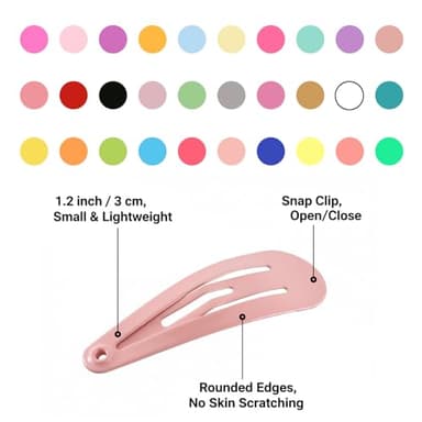 Babymatch Baby Barrettes Hair Clips: 1.2 inch (3cm) Small Mini Snap for Toddler Little Girls Kids 150pcs (30 colors) - Image 3
