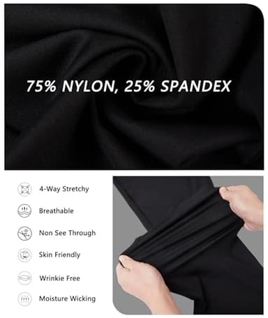 Agenlulu High Waisted Dress Pants for Women Tall Straight Leg Pull On Black Work Slacks 31.5" - Image 5