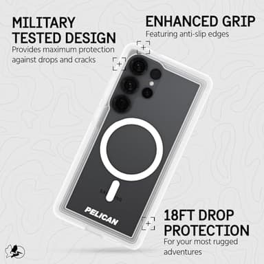 Pelican Voyager Samsung Galaxy S25 Ultra Case [Magnetic and Wireless Charging] Case w/ 18ft MIL-STD Drop Protection - Heavy Duty Cover w/Belt Clip Holster for Samsung Galaxy S25 Ultra 6.9" - Clear - Image 3