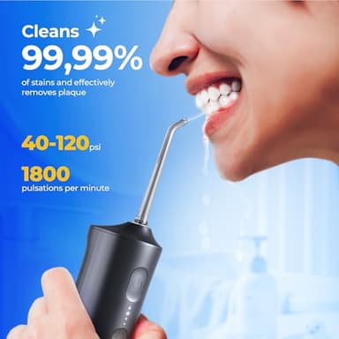 Operan Water Flosser for Teeth, 300ML Portable Dental Flosser with 4 Modes & 4 Nozzles, IPX7 Waterproof Rechargeable Oral Irrigator, Long Battery for Home, Braces Flossers, and Travel-Black+1Pack - Image 4