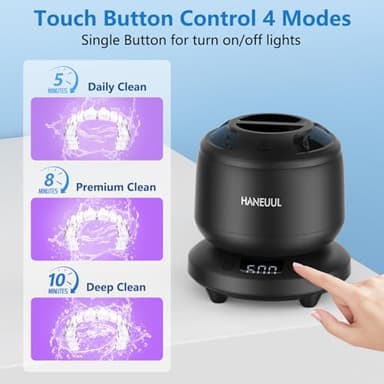 2025 Ultrasonic Retainer Cleaner for Dentures & Aligner, Durable Removable Base and Top Cover, Denture Cleaner Machine with 4 Modes for Mouth Guards, Jewelry, Rings, etc (Black) - Image 6