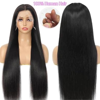 Zlzlblbl 32 Inch 13x6 Lace Front Wigs Human Hair Pre Plucked 100 Percent Human Hair Wig Straight Hd Lace Frontal Wigs Human Hair Glueless Wigs Human Hair for Women Natural Color - Image 4