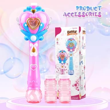 Beria Toys for Girls: Princess Toy Bubble Wand, Birthday Gifts for 3 4 5 6 7 8 Years Old Girl, Bubbles Machine Fairy Wands for Kids Light Up with Bubble Solution, Toddler Girl Toys Age 4-5 - Image 9