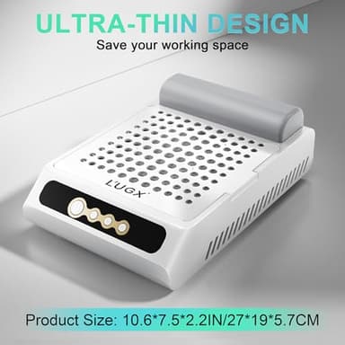L'UGX Rechargeable Nail Dust Collector, Professional Brushless Turbo Dust Collector Nail Tech, Powerful Dust Suction Machine Manicure Pedicure Tool for Acrylic Nail Polishing, Low Noise, 2Pcs Filters - Image 5