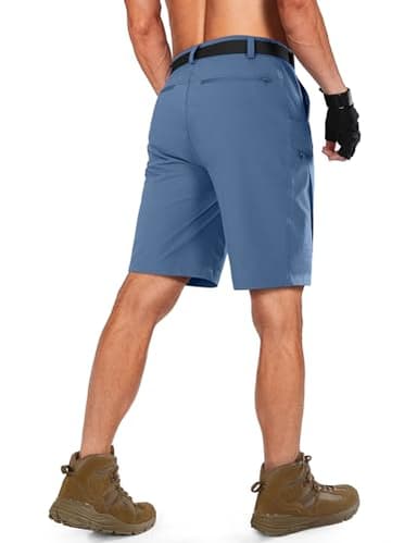 Shallowlulu Mens Cargo Hiking Shorts Water Resistant Quick Dry Lightweight Breathable Tactical Shorts with Nylon Belt(Pitch Blue 32W/10L) - Image 2