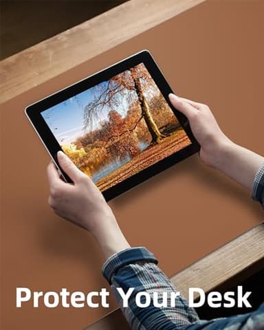 Large Desk Mat 55" x 17"Leather Desk Pad Protector,Mouse Pad,Office Desk Mat, Non-Slip PU Leather Desk Blotter,Waterproof Keyboard mat for Office/Home/Decor (Brown) - Image 5