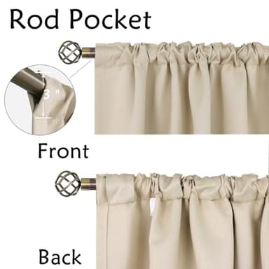 BGment Blackout Curtains 40 Inch Length for Cafe - 38 x 40 Inch Short Window Curtains Rod Pocket and Back Tab Thermal Insulated Room Darkening Curtains for Kitchen Bathroom, 2 Panels, Champagne - Image 2
