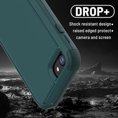 X-belmox Heavy Duty Phone Case for iPhone SE 2022 (3rd Gen) with Glass Screen Protector, 3 in 1 iPhone SE 2020 Case [Shockproof] Rugged Protective [Drop Proof] iPhone 7/8 case 4.7" - Dark Green - Image 2