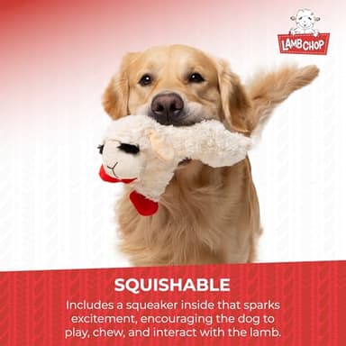 Multipet Lamb Chop Dog Plush Toy - Squeaky Dog Toy for Small & Medium Dogs - Extra Soft Plush Dog Toy - Stuffed Animal Dog Toy for Cuddling & Playing - Cute Pet Toy (10", Cream, 5 Squeakers) - Image 5