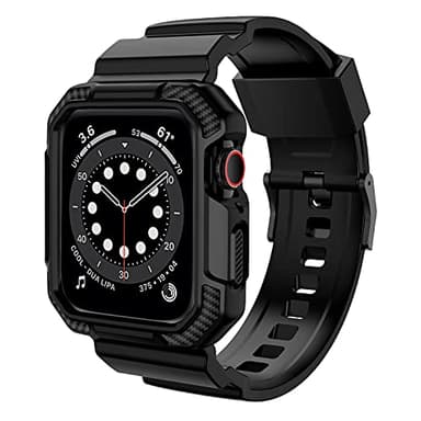 OROBAY Rugged Band Compatible with Apple Watch Band 45mm/44mm/42mm with Case, Shockproof Strap for iWatch SE3 SE2 SE Series 9/8/7/6/5/4/3/2/1 with Bumper Case Cover Men Women, Matte Black - Image 1
