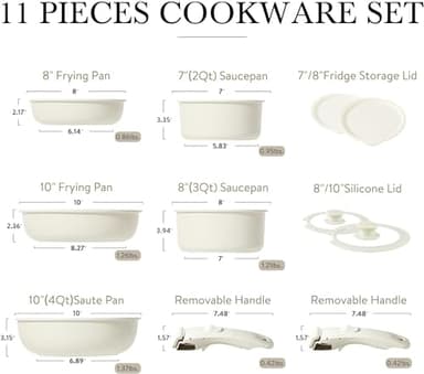 CAROTE 21pcs Pots and Pan Set, Nonstick Induction Cookware Detachable Handle,Cookware Set with Removable Handle - Image 2