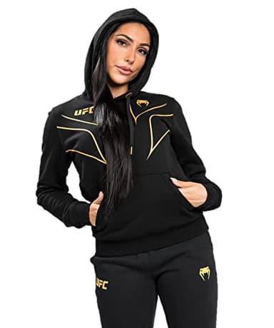 Venum Women's Standard UFC Fight Night 2.0 Replica Hoodie, Black/Gold, Medium - Image 2
