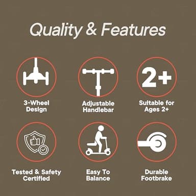 Gray Mini 3 Wheel Scooter for Kids – Lean-to-Steer Kick Scooter with LED Light-Up Wheels, Adjustable Handlebar, Wide Anti-Slip Deck, Smooth PU Wheels, Rear Foot Brake – Suitable for Ages 2+ - Image 5