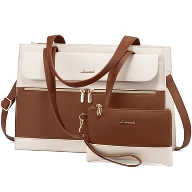 LOVEVOOK Laptop Tote for Women - 15.6 Inch Professional Leather Computer Briefcase with Waterproof Handbag Shoulder Bag Large Capacity Business Teacher Office Crossbody Purse - Image 1