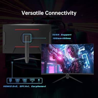 KTC 32 Inch Curved Gaming Monitor, FHD 1080P 165Hz PC Monitor, 1500R, 122% sRGB with HDR, FreeSync Premium, HDMI 2.0x2, DisplayPort 1.4, VESA Compatible, Tilt Adjustable, Eye Care, H32S17C - Image 5