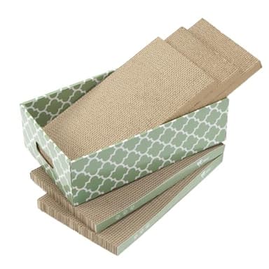 MECOOL Cat Scratching Board，5PC Cat Scratch Pad with Box，Reversible Corrugated Cat Scratcher Cardboard and Lounge Bed for Indoor Cats, Catnip - Image 7