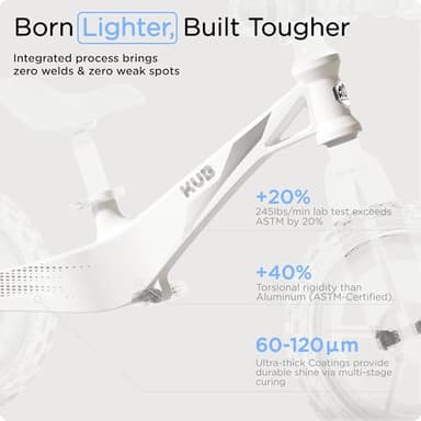 KÜB Balance Bike, Ages 3 to 5 Year Old, 12 Inch Wheels, Super Light Magnesium Frame, Adjustable Seat, Toddler Bike with Footrest, Steady Balancing, Gift for Boys Girls, White - Image 2