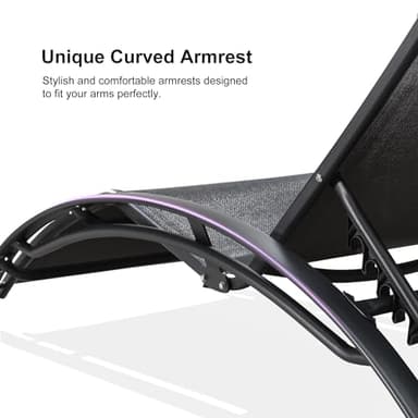 PURPLE LEAF Patio Chaise Lounge Set of 3 Outdoor Lounge Chair Beach Pool Sunbathing Lawn Lounger Recliner Chiar Outside Tanning Chairs with Arm for All Weather, Side Table Included, Black - Image 7