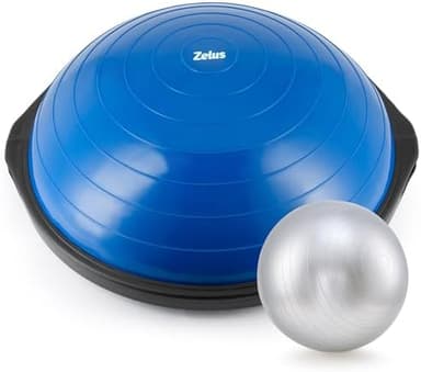 ZELUS 25in. Balance Ball | 660lb Inflatable Half Exercise Ball Wobble Board Balance Trainer w Nonslip Base | Half Yoga Ball Strength Training Equipment w 2 Bands, Pump, Extra Ball Included - Image 3
