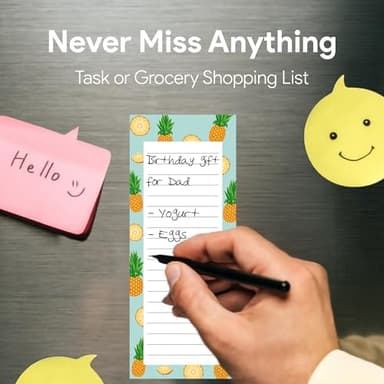 4 Large Magnetic Notepads – Big Notepads for Grocery List, Shopping List, To-Do List, Reminders -Strong Magnetic Back- Memo Pads with Realistic Fruit Designs | 60 Sheets per Pad 9 x 3.5 inch (4 Pack) - Image 6