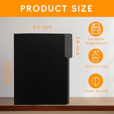 100 Packs Black File Folder,File Folders Letter Size,1/3-Cut Tabs,8.5x11 File Folders for Office,School and Home,Organizer File Folder - Image 2