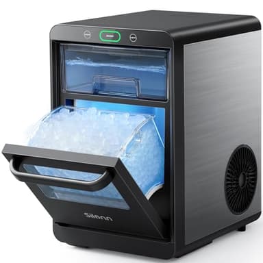 Silonn Nugget Ice Maker Countertop, Pebble Ice Maker Nugget, 44lbs Crushed Ice in 24h, Pull-Out Water Tank and Removable Ice Basket for Home, Kitchen, Stainless Steel - Image 1