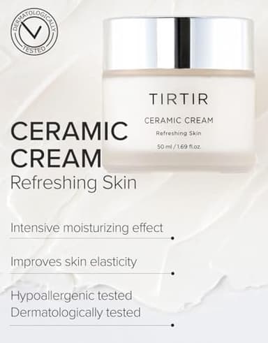 TIRTIR Natural Ceramide Cream | Deep moisturizer for Glass Skin, Polyglutamic acid, Centella Asiatica Extract, Skin barrier, Lightweight, Mild, Nature derived ingredients, Dry skin, Korean skincare - Image 3