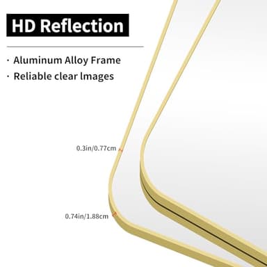 CIVENO 55"x36" Gold Bathroom Mirror, Large Rectangle Mirror, Rectangular Wall Mirror, Rounded Corner Vanity Mirror with Aluminum Metal Frame for Bathroom Bedroom Living Room Horizontal/Vertical - Image 9