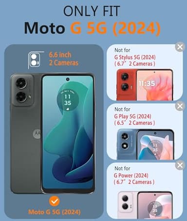 FNTCASE for Motorola Moto G-5G-2024 Case: Dual Layer Heavy Duty Cell Phone Protective Cover Shockproof Rugged with Non-Slip Textured - Military Drop Protection Bumper Tough Case (Black) - Image 2