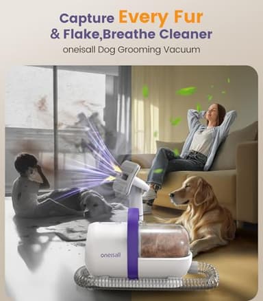 oneisall Dog Hair Vacuum & Dog Grooming Kit/Low Noise Dog Grooming Vacuum12kpa,Dog Vacuum for Shedding Grooming for Pet Hair&Home Cleaning - Image 7