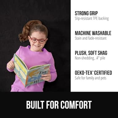 GORILLA GRIP Slip Resistant Soft Washable Stain Resistant Area Rug, 5x7, Plush Thick Carpet for Bedroom Living Room, No Shed Floor Rugs, Pet Friendly, Dorm Essentials, Kid Nursery Home Decor, Black - Image 2