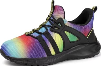 YOLARK Boys Girls Sneakers for Kids Non-Slip Tennis Shoes Fashion Lightweight Breathable Running Sport Athletic(Rainbow Big Size 4) - Image 7