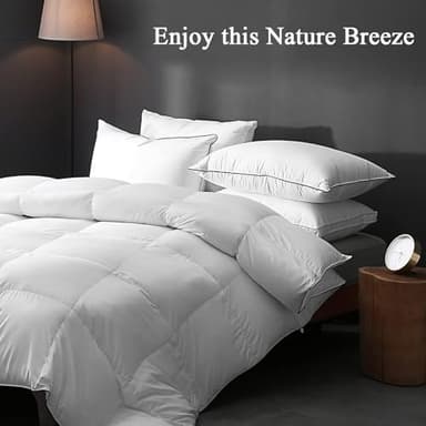 DWR Star Hotel Style Goose Feather & Down Pillow with 100% Organic Cotton Cover, Medium Support, Fluffy & Durable, King Size 20"x36", Set of 2 - Image 4